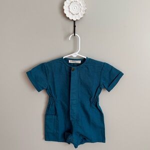 Fin & Vince 6-12mo Blue Painter Romper EUC